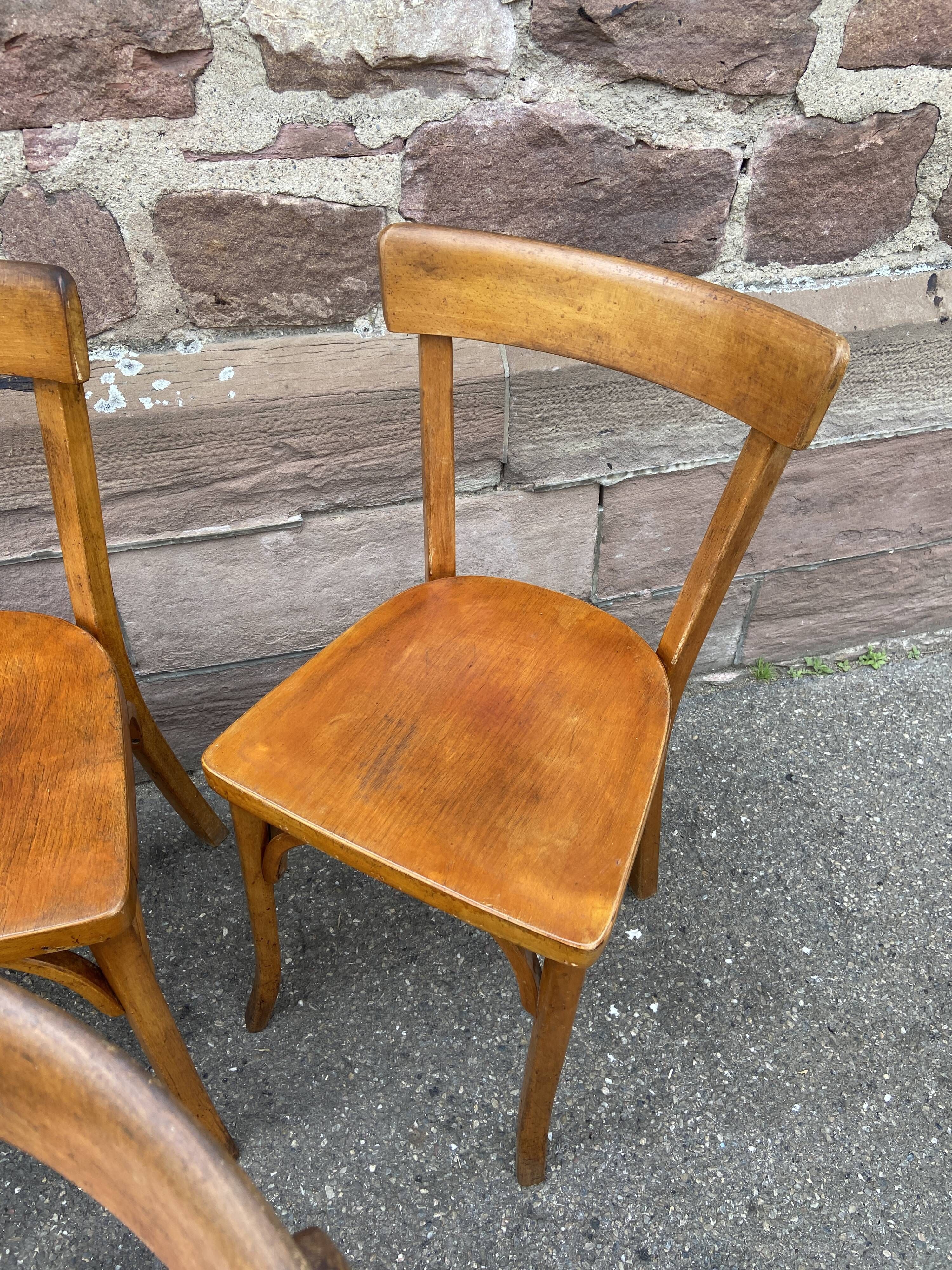 Set of 6 chairs bistrot café baumann bentwood from the 1950s