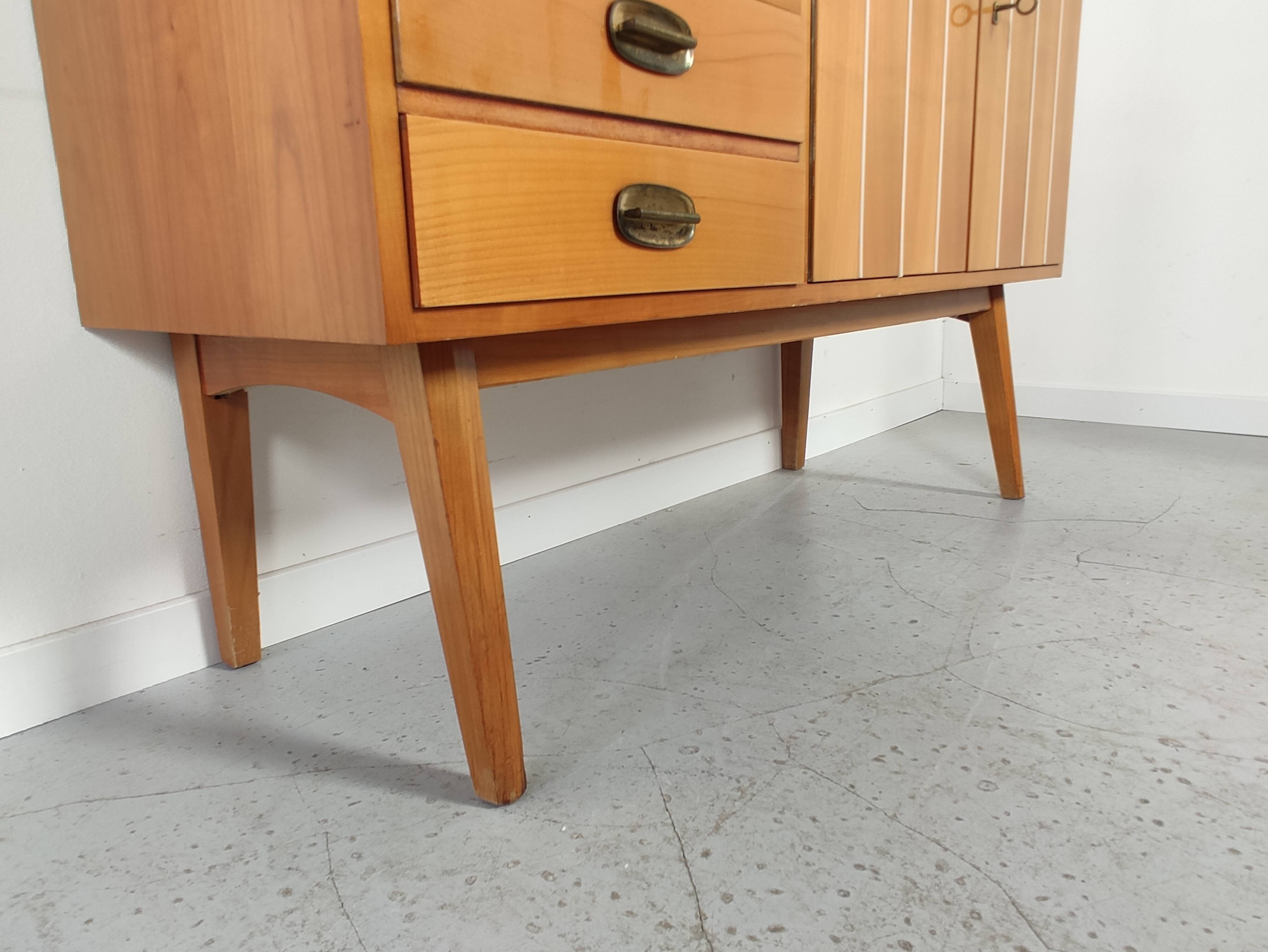 Scandinavian vintage wood and glass enfilade , 50s/60s