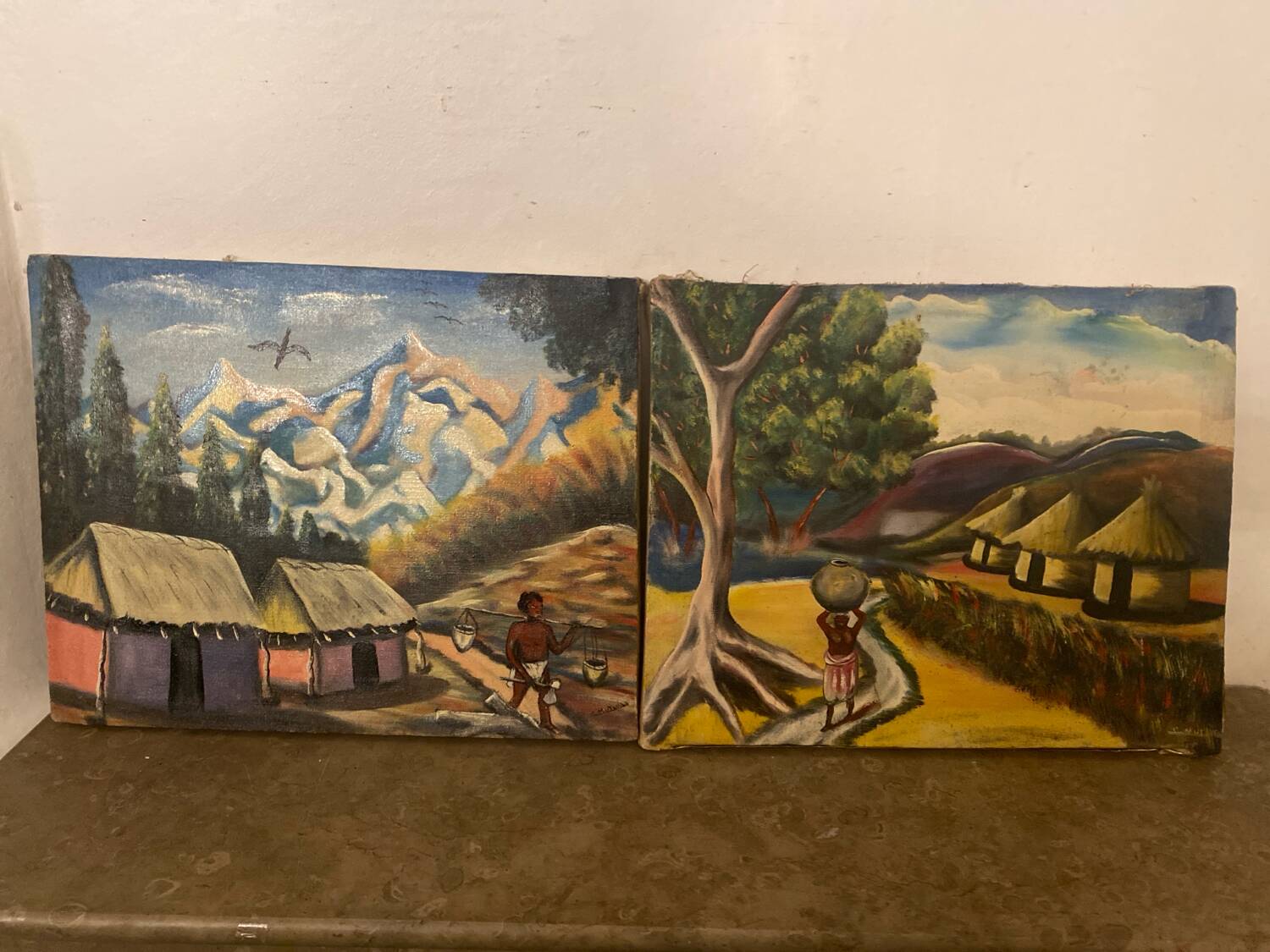 Lot of two signed African landscapes