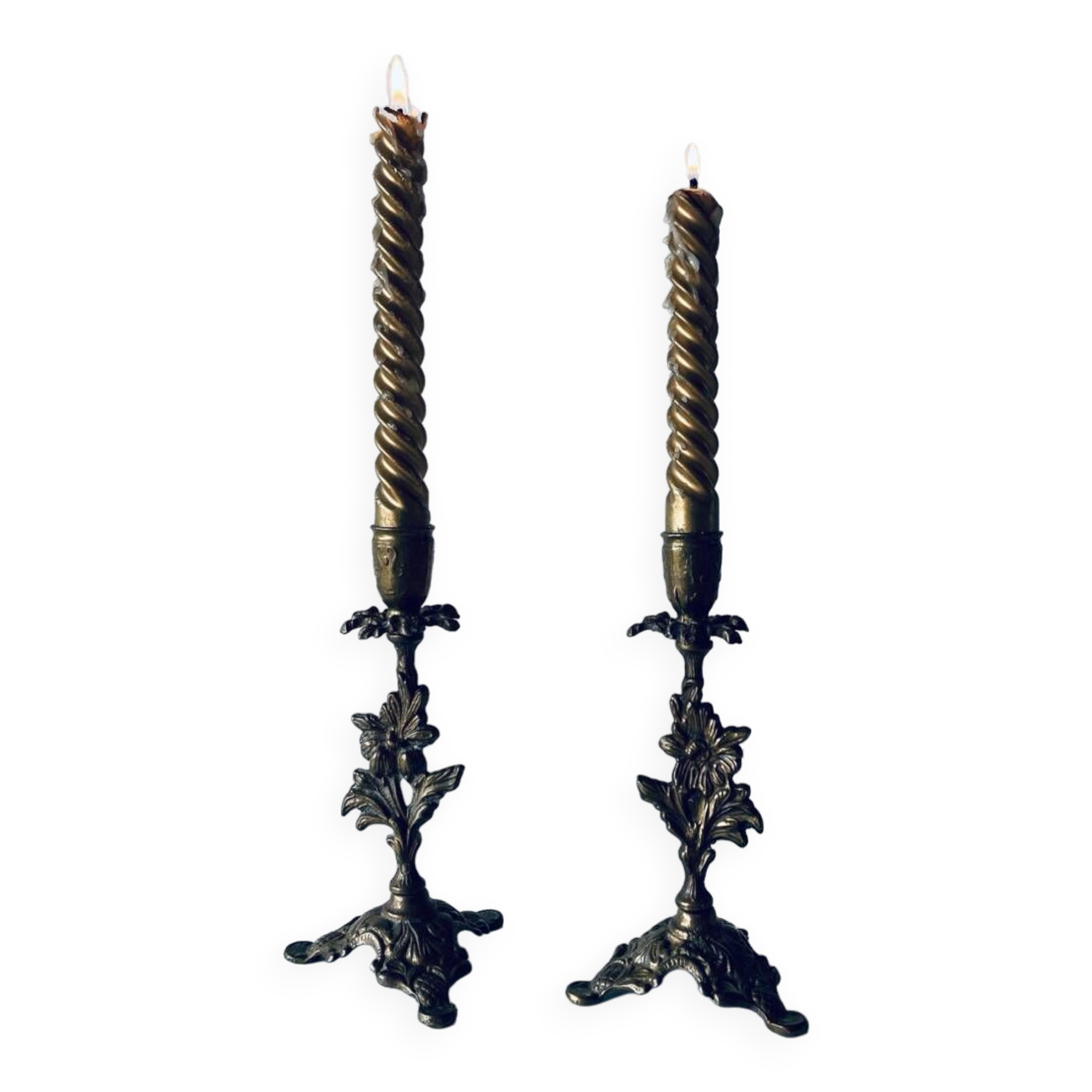 Pair of 19th century bronze candlesticks