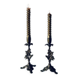 Pair of 19th century bronze candlesticks