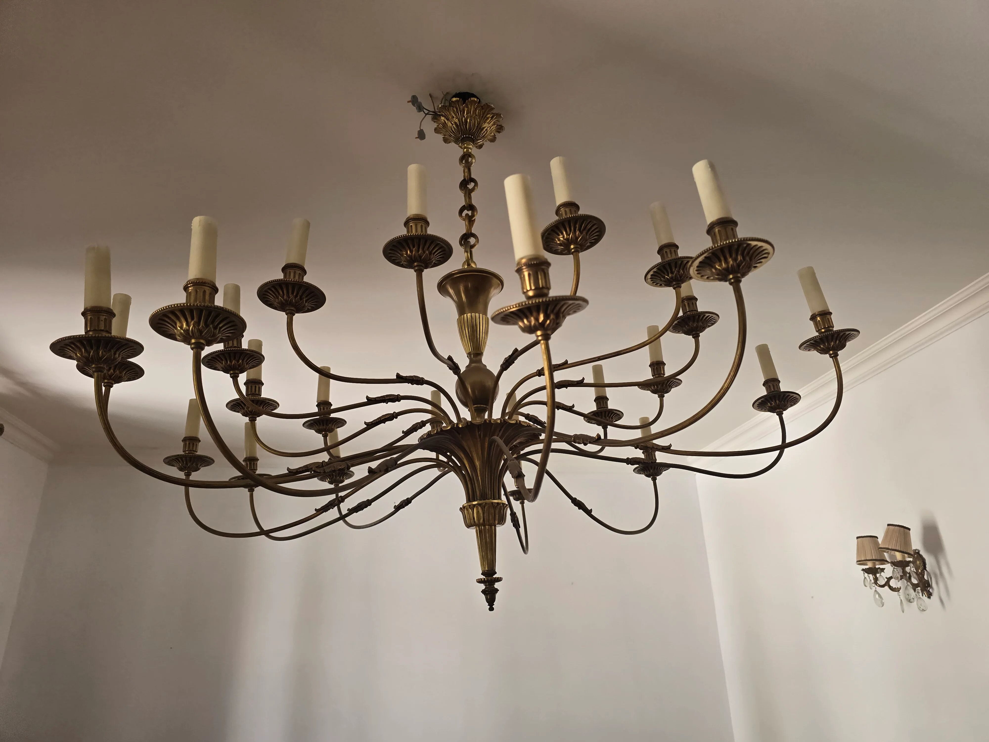Large solid brass chandelier with 24 lights