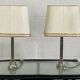 Paire de lampe en chrome et métal brossé