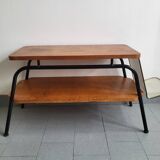 Vintage 1950 coffee table magazine rack in steel & beech 50s rockabilly zazou