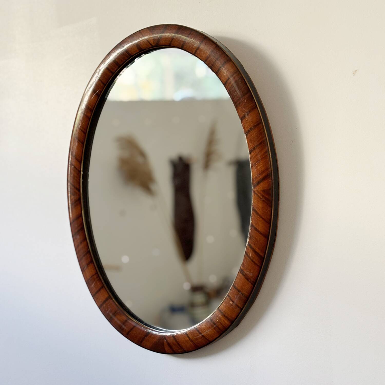 Vintage Mid Century Mirror with Inlaid Edge