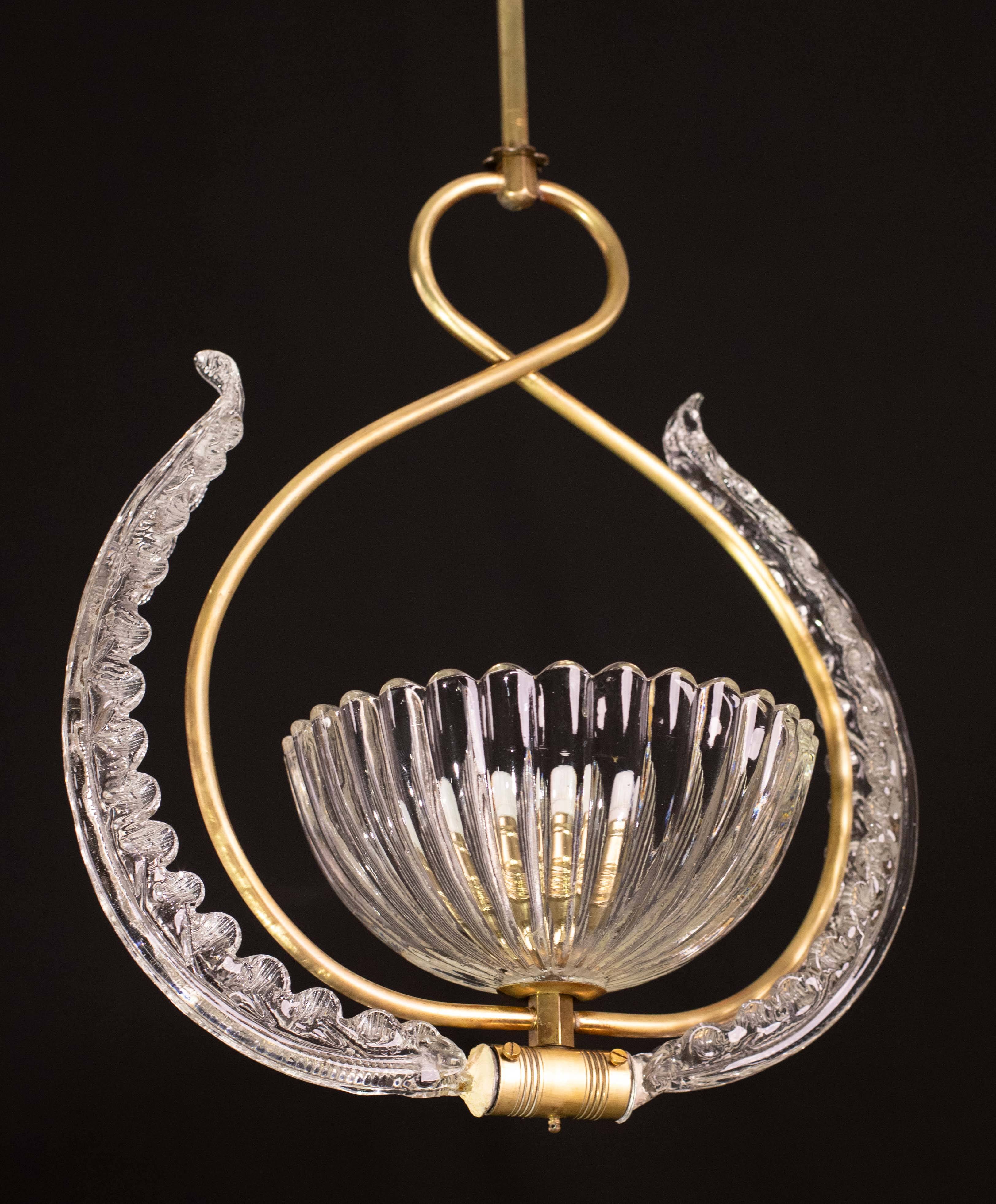 Élégant lustre Art Déco Barovier et Toso, années 1940