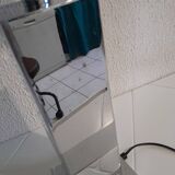 Chrome base lamp Transparent silver glass lampshade 1980 vintage