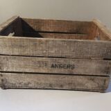 Former wooden apple crate marked JP Angers