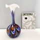 Grand vase en verre orange, blanc et bleu par Opaline Florence, Italie