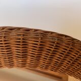 round woven rattan mirror, 1960s