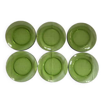 Duralex tempered glass dessert plates in jungle green color