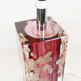 Large Italian lucite table lamp with flowers by Romeo Rega