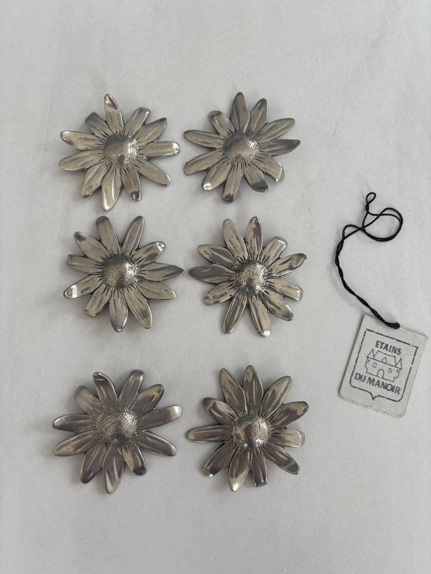 Set of 6 vintage silver-plated knife rests • Daisy flowers