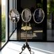 BARBER'S TRIPTYCH MIRROR IN BRASS, NAPOLEON III PERIOD, ADJUSTABLE IN HEIGHT