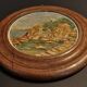 Oil painting on panel in marine tondo wooden frame early twentieth century