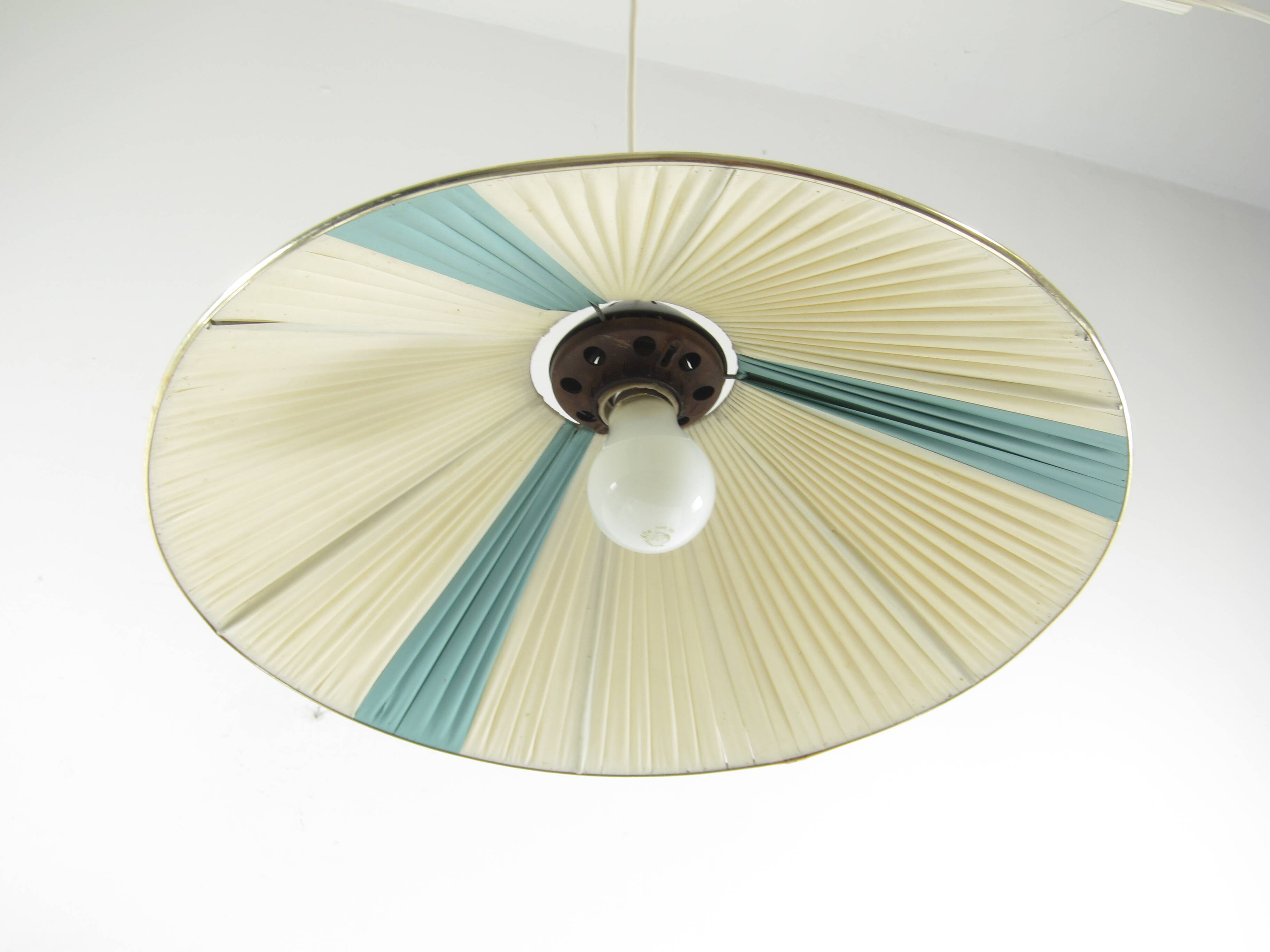 Rare Louis Kalff Philips pendant lamp with nylon bands, 1950s