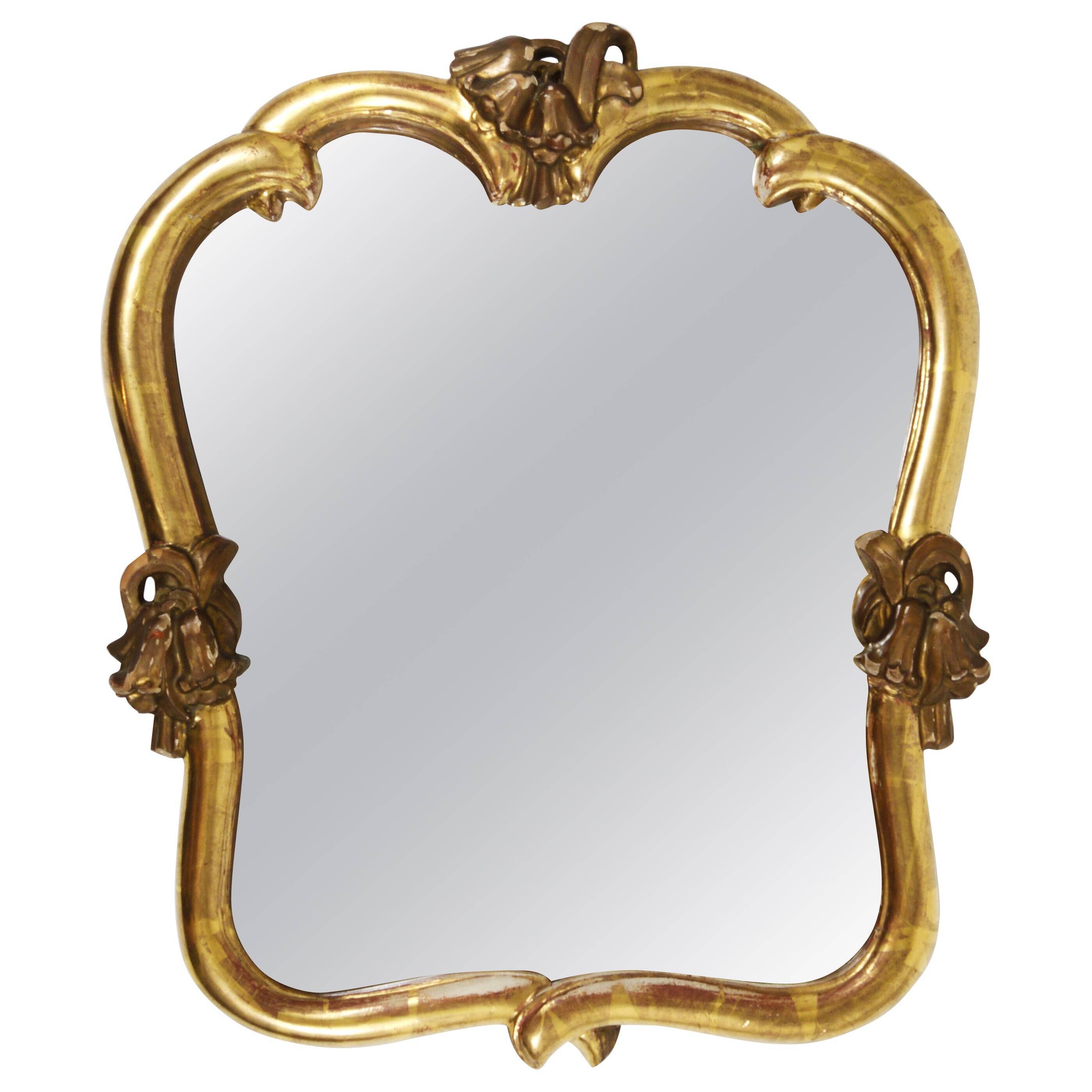 Max Welz Vienna Art Nouveau Hand-Carved Gilded Wood Wall Mirror, Austria, 1930s