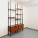 Vintage Italian double modular shelf bookcase in teak and metal