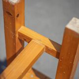 Pair of vintage stools, brutalist pine stools, side stools