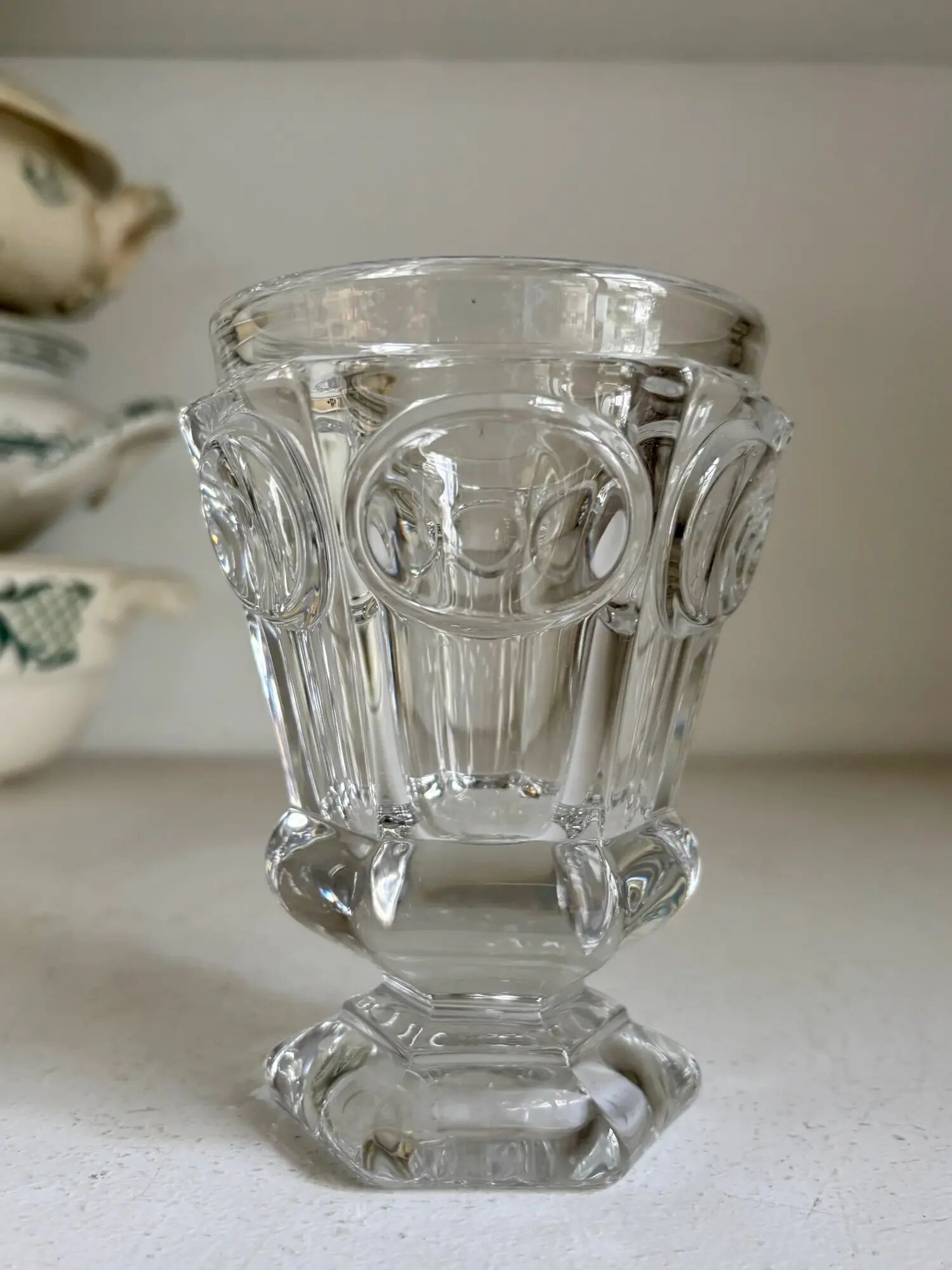 Hexagonal Baccarat crystal vase for violets