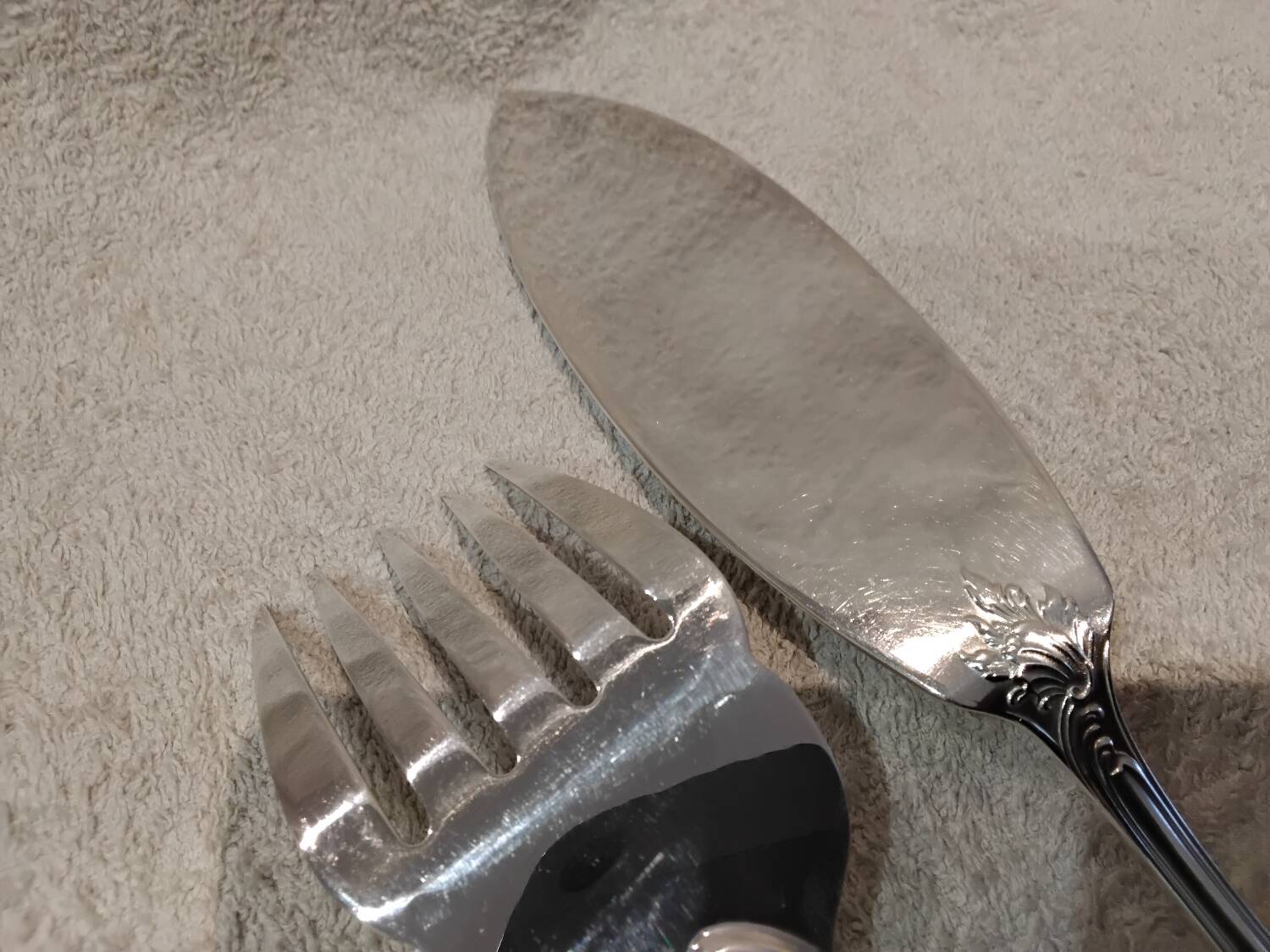 Fish serving set, 2 pieces, silver-plated metal, Christofle Marly silversmith