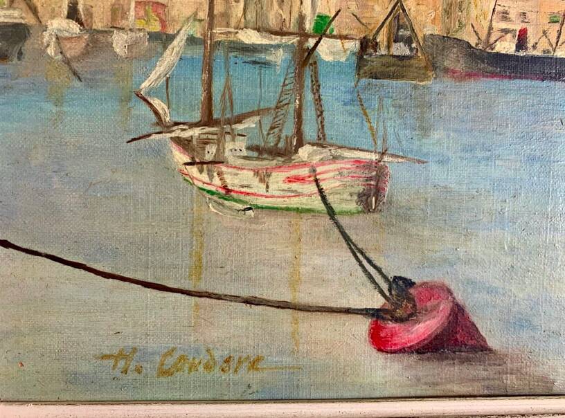 Oil on canvas representing "The old port of Marseille" signed H.CONDORE