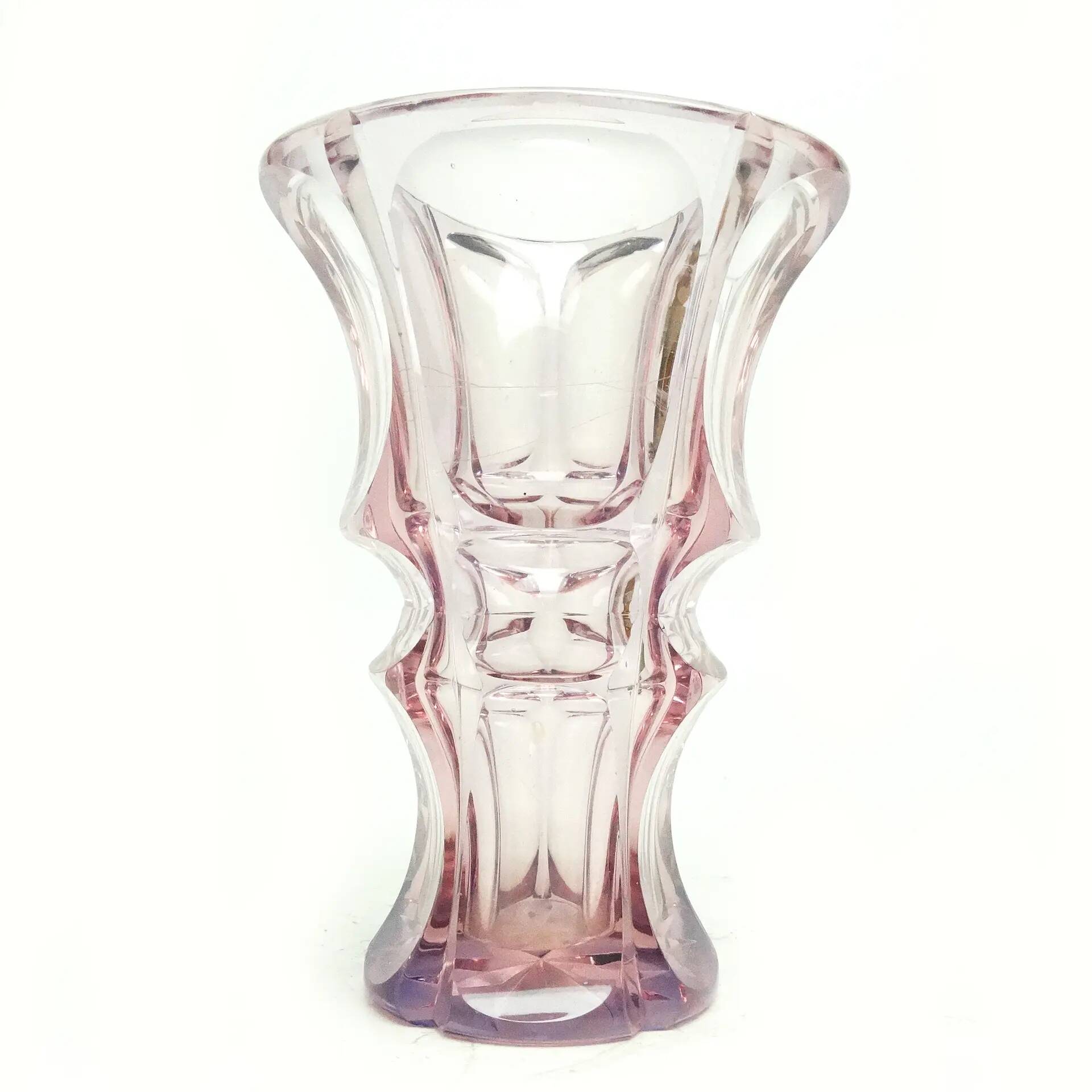 Art Deco vase, pink crystal, Czech Republic, 1930s
