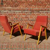 Pair of red armchairs Interier Praha