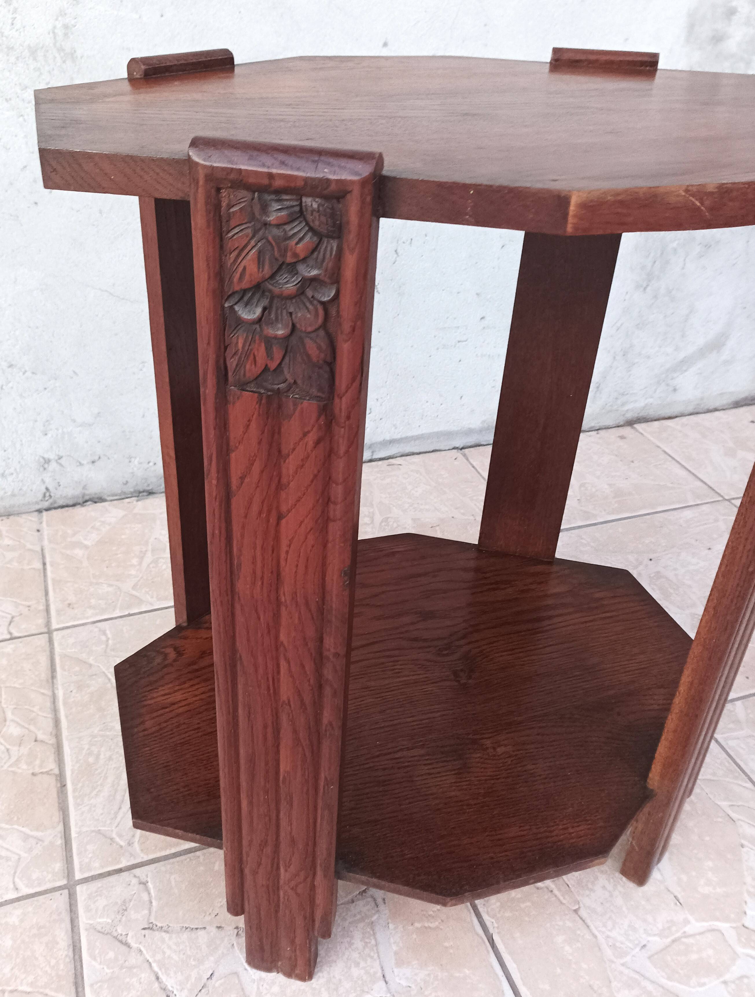Art Deco side table in solid oak