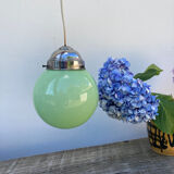 Suspension ball in art deco green glass 1930