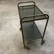 Vintage 70s serving trolley in gold metal and smoked glass
