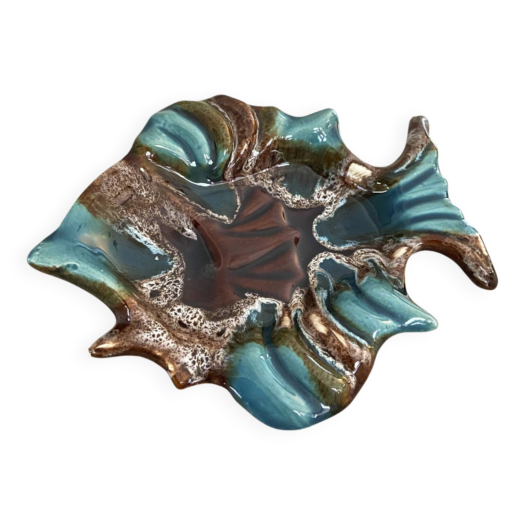 Vide-poche poisson Vallauris – céramique bleue – années 1970