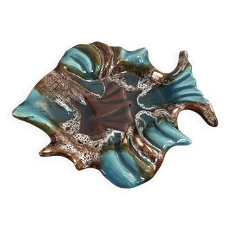 Vallauris fish-shaped trinket dish – blue ceramic – 1970s