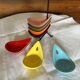Complete set of 7 multicoloured vintage ceramic bowls.