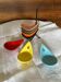 Complete set of 7 multicoloured vintage ceramic bowls.