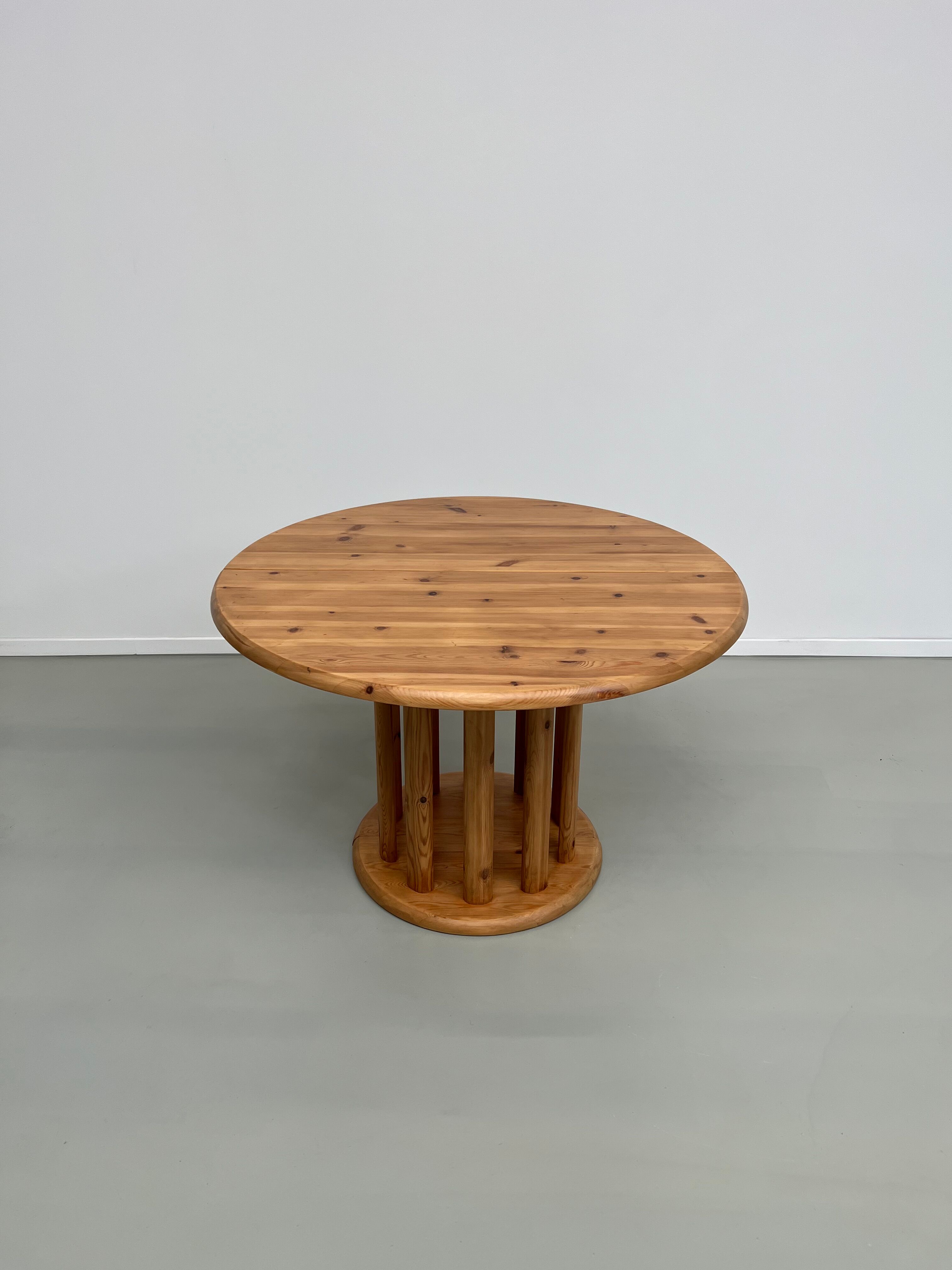 Circular pine dining table by Rainer Daumiller, 70s