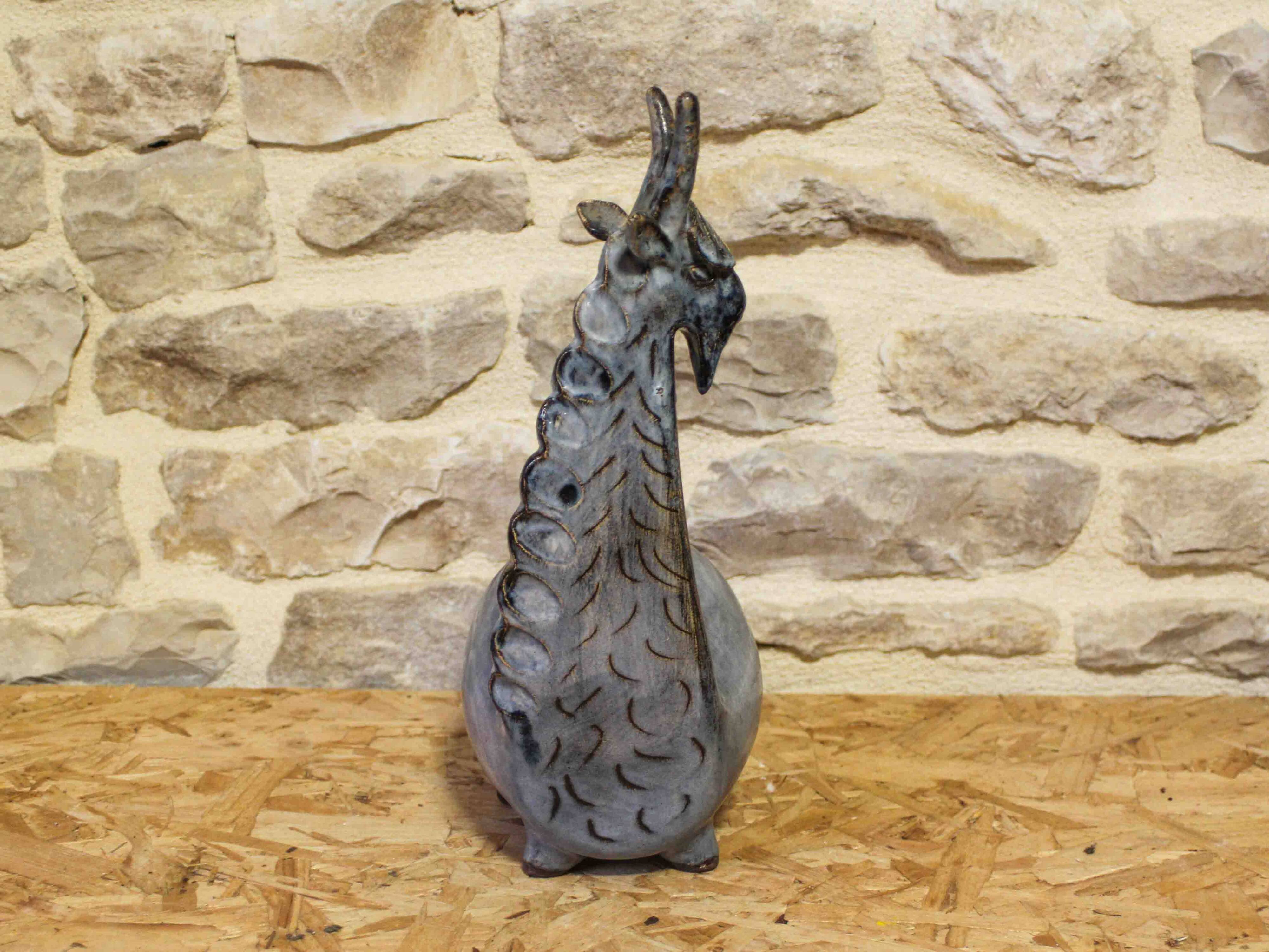 Zoomorphic glazed ceramic flower holder by Jean-Claude Raybaud