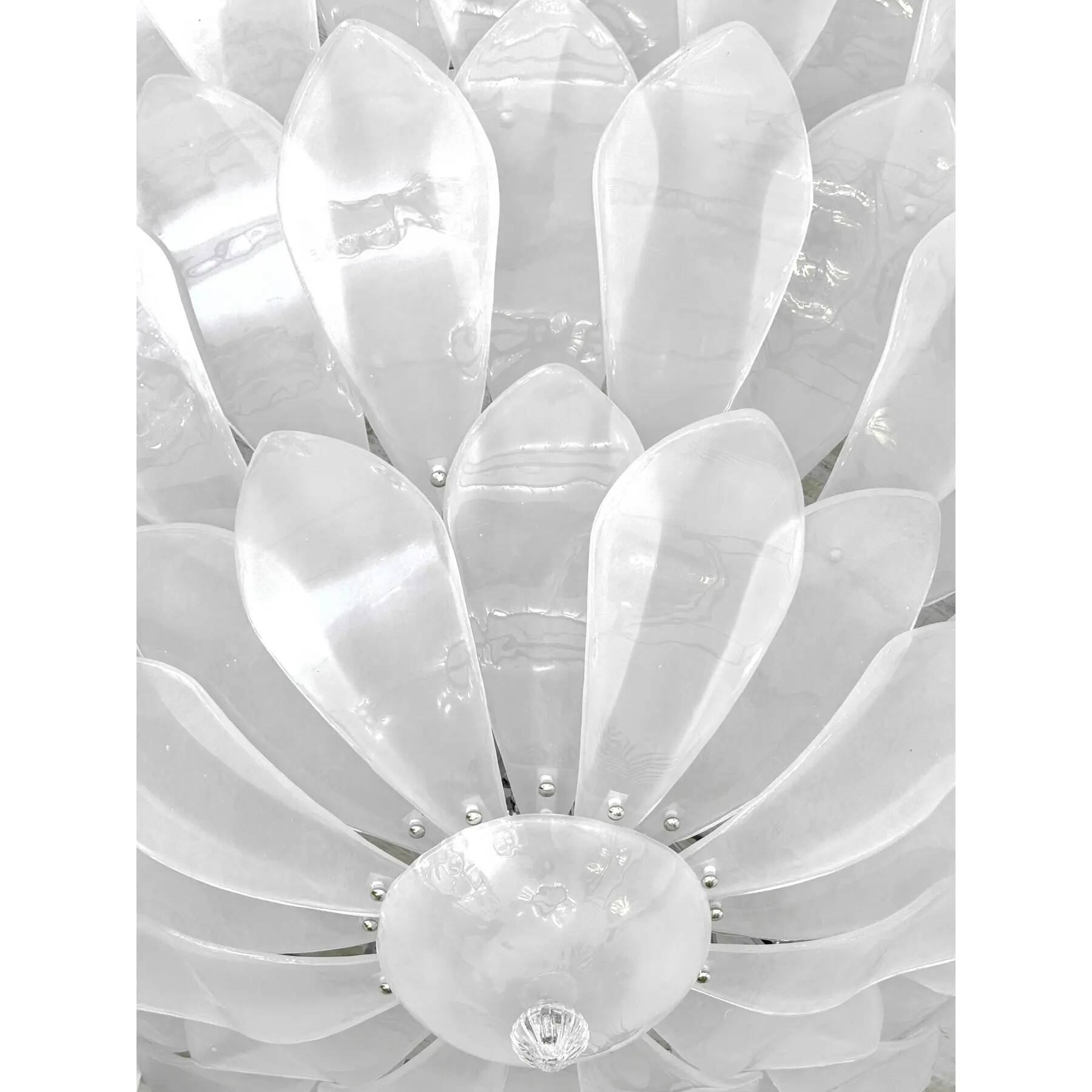 Huge Contemporary Imperial Sanded “Petals” Murano Glass Flush Mount by Simo