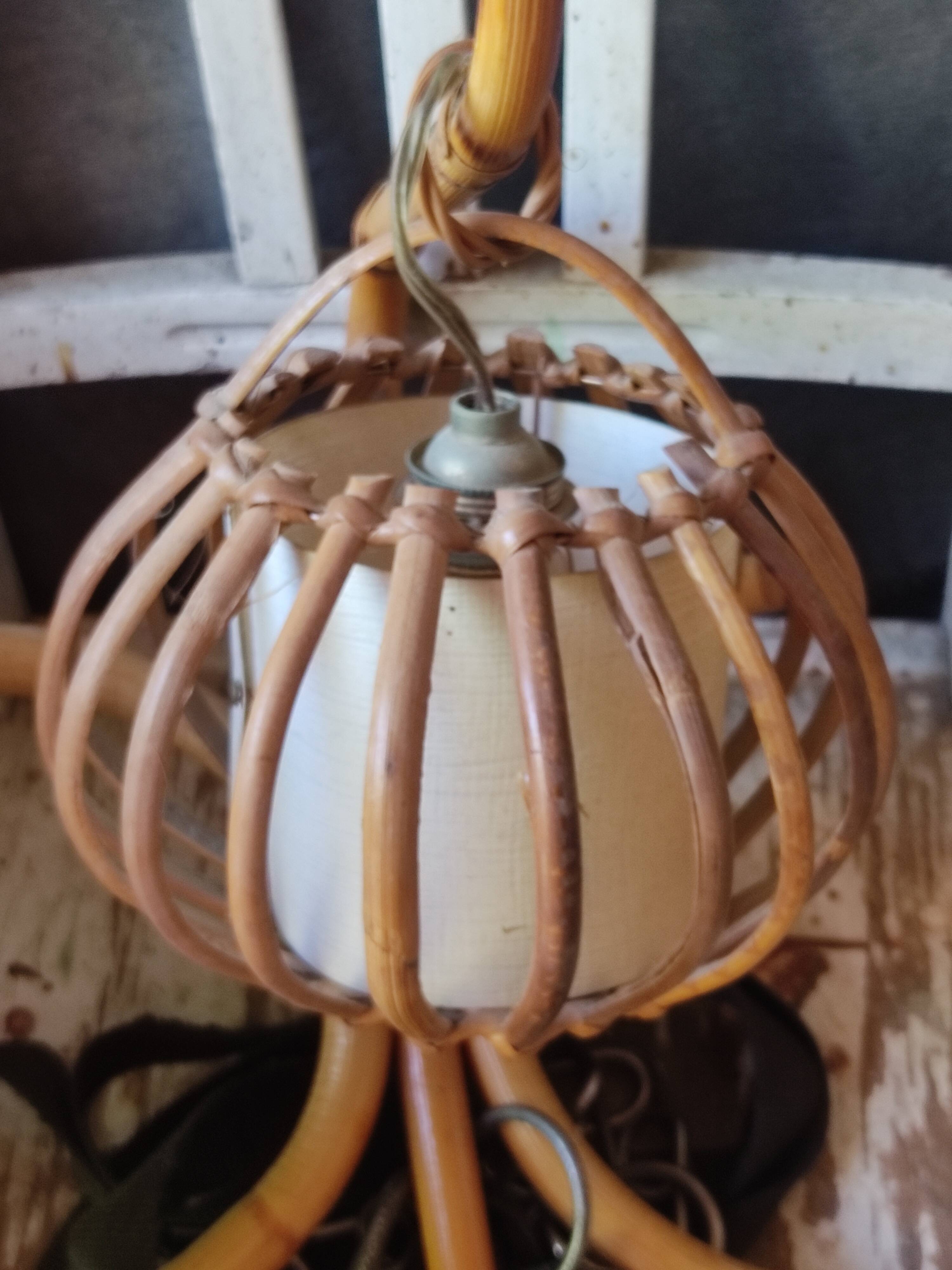 Paire d'appliques rotin vintage