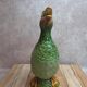 Large vintage duck jug in barbotine – green glazed earthenware – 29 cm