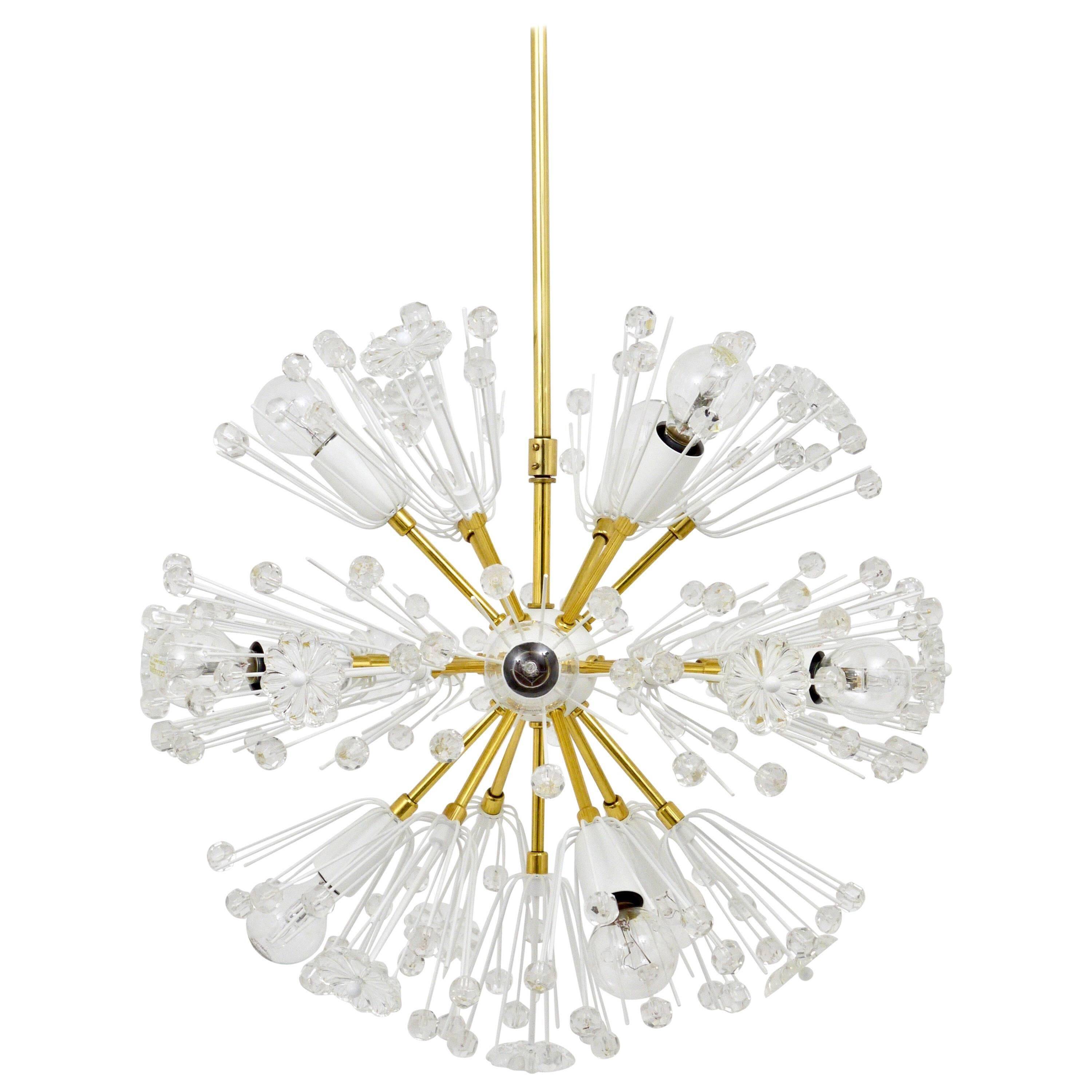 Lustres blowball Sputnik en laiton par Emil Stejnar, Rupert Nikoll, Autriche, années 1950