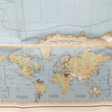 Map planisphere the world 124x82cm 60s