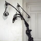 Brutalist sculptural wrought iron Dragon floor lamp, France