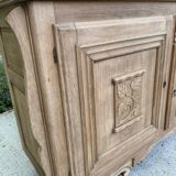 Renovated art deco sideboard in solid raw oak and gray marble 190cm