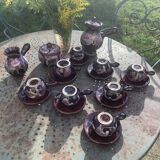 Coffee or tea service in enameled ceramic by Marius Giuge, artisan potter in Vallauris,