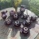 Coffee or tea service in enameled ceramic by Marius Giuge, artisan potter in Vallauris,