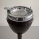 Autonomous industrial ashtray in brown metal and plexiglass, 1970, Italy