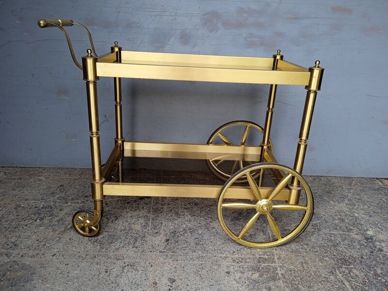 Serving rolling table golden aluminum ep 1970 vintage