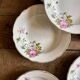 Set of 6 vintage deep plates, Anemone pattern from Digoin Sarreguem.
