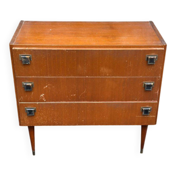 Scandinavian Mid-Century Modern chest of drawers in wood 1950 3 drawers